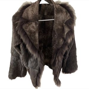 Blue duck rabbit fur mid length coat/jacket reversible size small